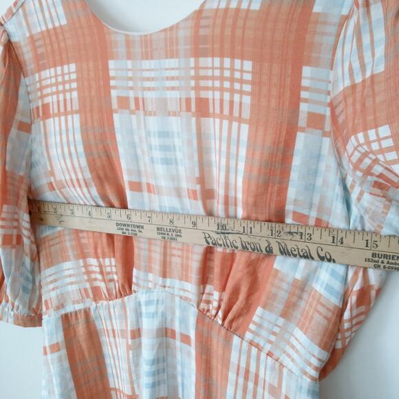 NEW Lost Ink US 4 UK 8 Dress Spring Plaid Backless Prairie Cottage Lightweight - Picture 12 of 16